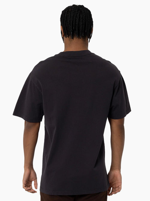Back view of Luka Dončić Big Head Tee in vintage black featuring a relaxed fit.
