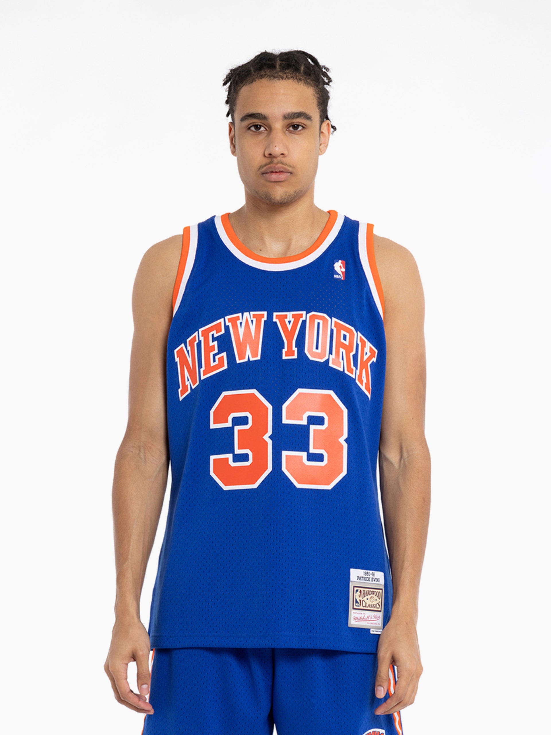 Prensagem A Quente Jersey Mens New York Knicks Patrick Ewing BAPE X Mitchell Ness 1991-92 White